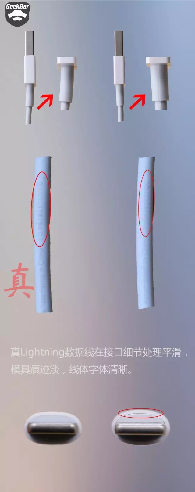 純正ケーブルと偽物の比較