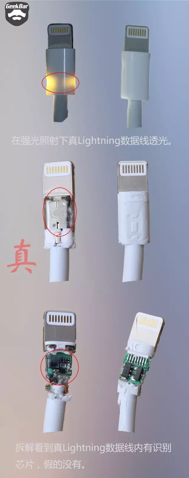 純正ケーブルと偽物の比較