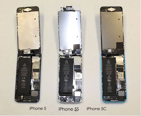 iPhone5・5s・5Cの内部比較