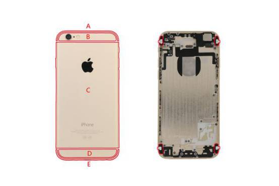 iPhone6背面のスプリット・デザイン