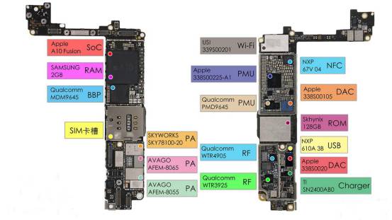 iPhone7のマザーボード・ユニット