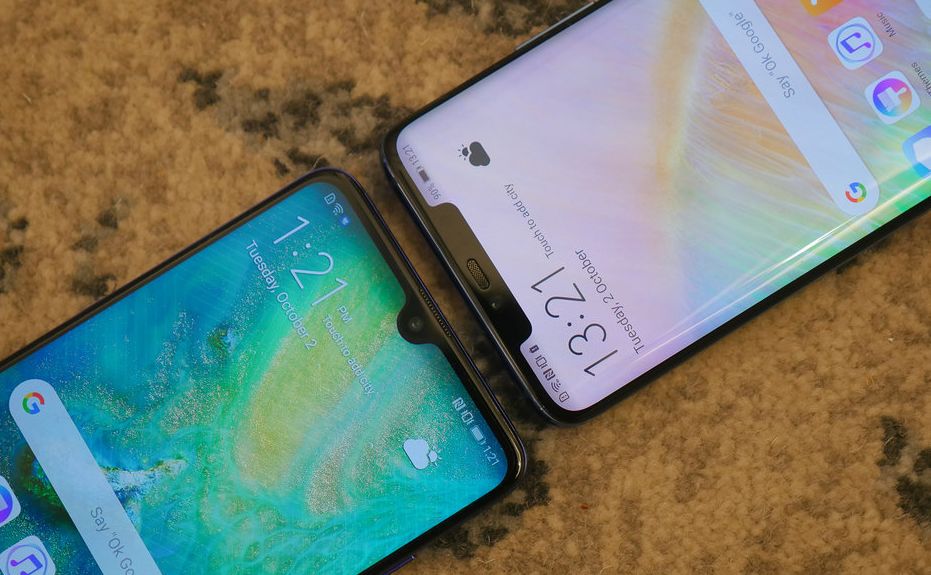 Mate20とMate　20Proのノッチの部分を比べる